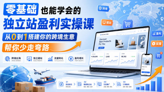 零基础也能学会的独立站盈利实操课，从0到1搭建你的跨境生意，帮你少走弯路-洛柒笔记