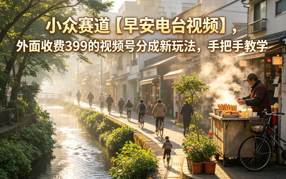 小众赛道【早安电台视频】，外面收费399的视频号分成新玩法，手把手教学-洛柒笔记