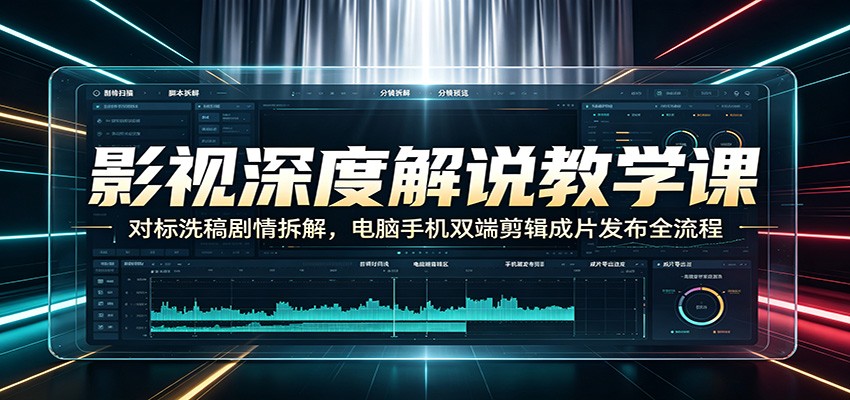 影视深度解说教学课：对标洗稿剧情拆解，电脑手机双端剪辑成片发布全流程-洛柒笔记