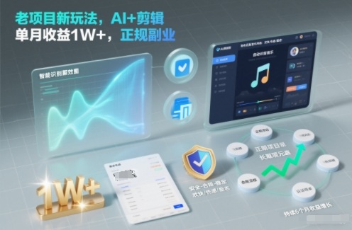 老项目新玩法，AI+剪辑，单月收益1W+，正规副业-洛柒笔记