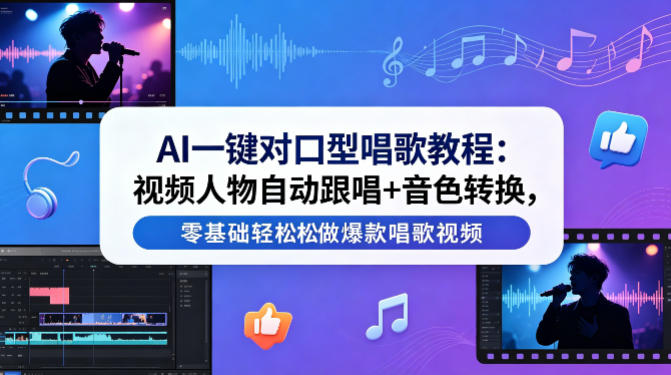 AI一键对口型唱歌教程：视频人物自动跟唱+音色转换，零基础轻松做爆款唱歌视频-洛柒笔记