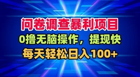 问卷调查暴利项目，0撸无脑操作，提现快，每天轻松日入100+-洛柒笔记