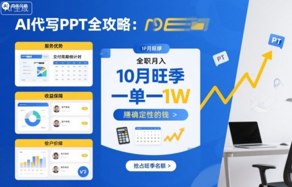 AI代写PPT全攻略，10月旺季，一单一结，全职月入1W，賺确定性的钱-洛柒笔记