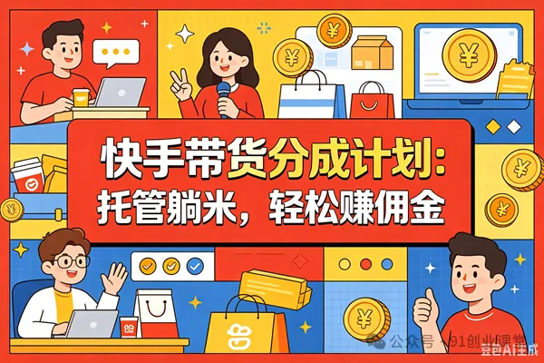 7月新项目——快手带货分成计划：托管躺米，轻松赚佣金，社裙兔费橡木
