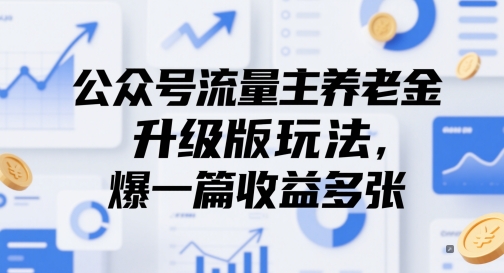 公众号流量主养老金升级版玩法，爆一篇收益多张-洛柒笔记