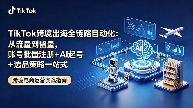 （18907期）TikTok跨境出海全链路自动化：从流量到留量，账号批量注册+AI起号+选品策略一站式-洛柒笔记