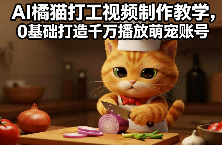 AI橘猫打工视频制作教学，流量狂飙，0基础打造千万播放萌宠账号-洛柒笔记