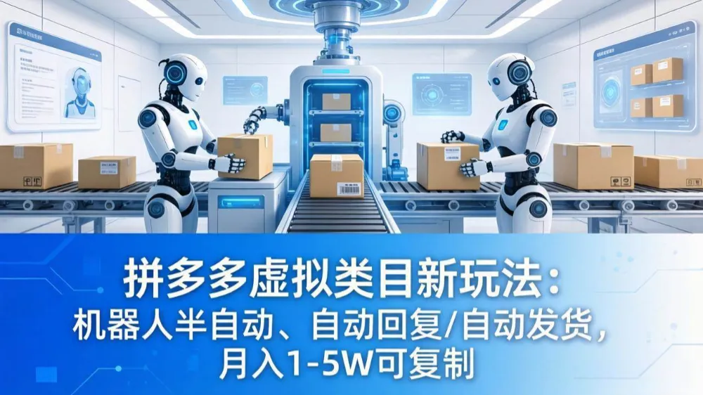 拼多多虚拟类目新玩法：机器人半自动、自动回复 /自动发货，月入 1-5W 可复制-洛柒笔记