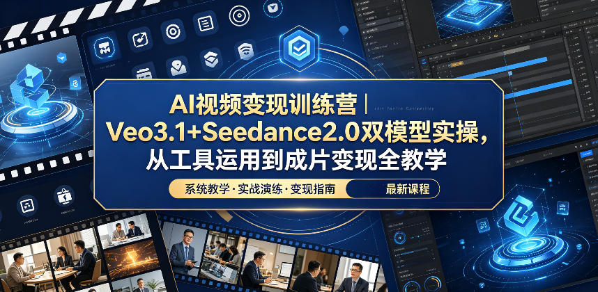 AI视频变现训练营｜Veo3.1+Seedance2.0双模型实操，从工具运用到成片变现全教学-洛柒笔记