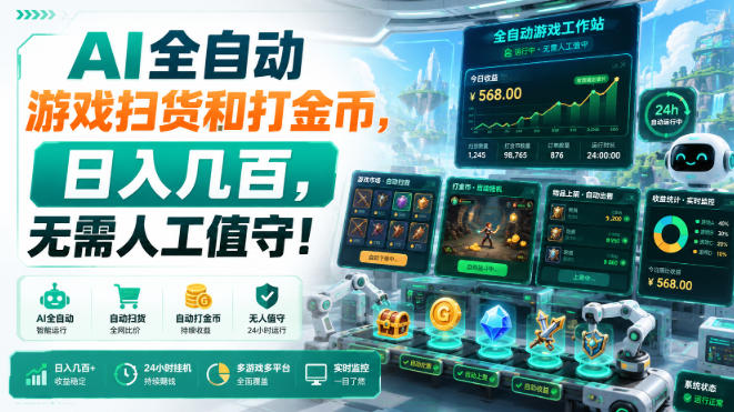 AI全自动游戏扫货和打金币，日入几百，无需人工值守！【揭秘】-洛柒笔记