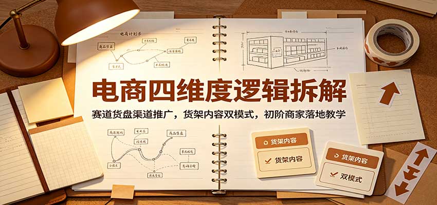 电商四维度逻辑拆解：赛道货盘渠道推广，货架内容双模式，初阶商家落地教学-洛柒笔记