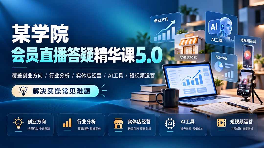 (21097期)某学院会员直播答疑精华课5.0:覆盖创业方向、行业分析、实体店经营、AI工具和短视频运营,解决实操常见难题! (21097期)某学院会员直播答疑精华课5.0:覆盖创业方向、行业分析、实体店经营、AI工具和短视频运营,解决实操常见难题!