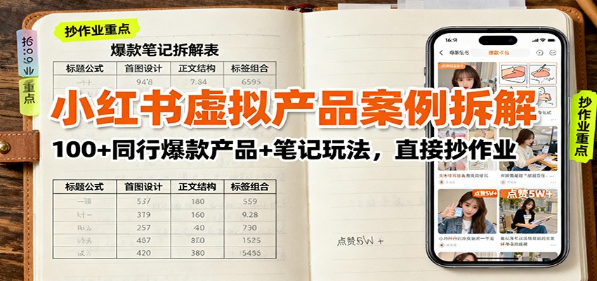 小红书虚拟产品案例拆解：100+同行爆款产品+笔记玩法，直接抄作业-洛柒笔记