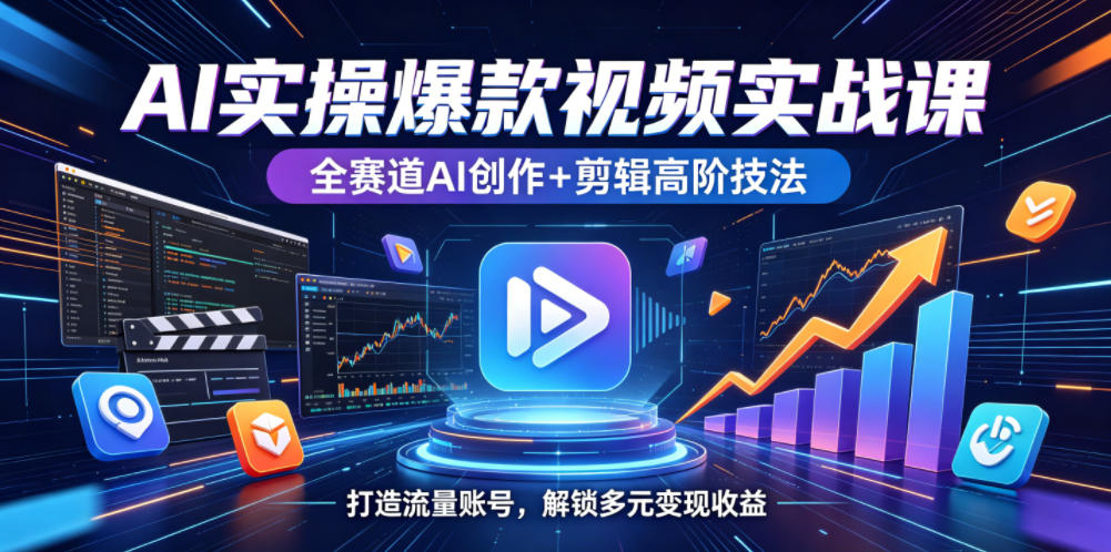 AI实操爆款视频实战课，全赛道AI创作+剪辑高阶技法，打造流量账号，解锁多元变现收益-洛柒笔记