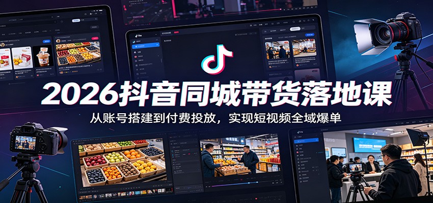 2026抖音同城带货落地课：从账号搭建到付费投放，实现短视频全域爆单-洛柒笔记