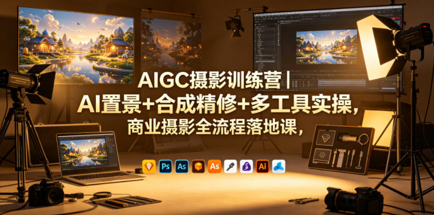 AIGC摄影训练营｜AI置景+合成精修+多工具实操，商业摄影全流程落地课-洛柒笔记