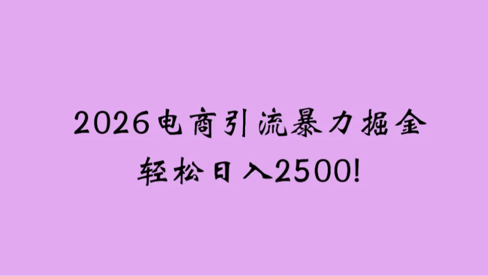 2026电商引流新玩法，日引200，日可入2500+-洛柒笔记