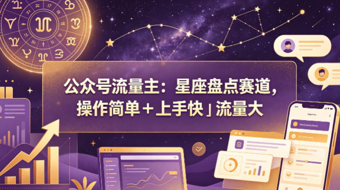 公众号流量主：星座盘点赛道，操作简单＋上手快＋流量大-洛柒笔记