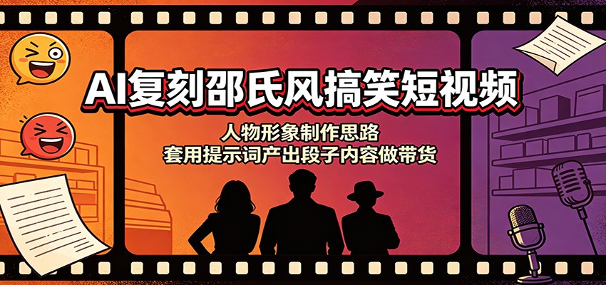 AI复刻邵氏风搞笑短视频：人物形象制作思路，套用提示词产出段子内容做带货-洛柒笔记