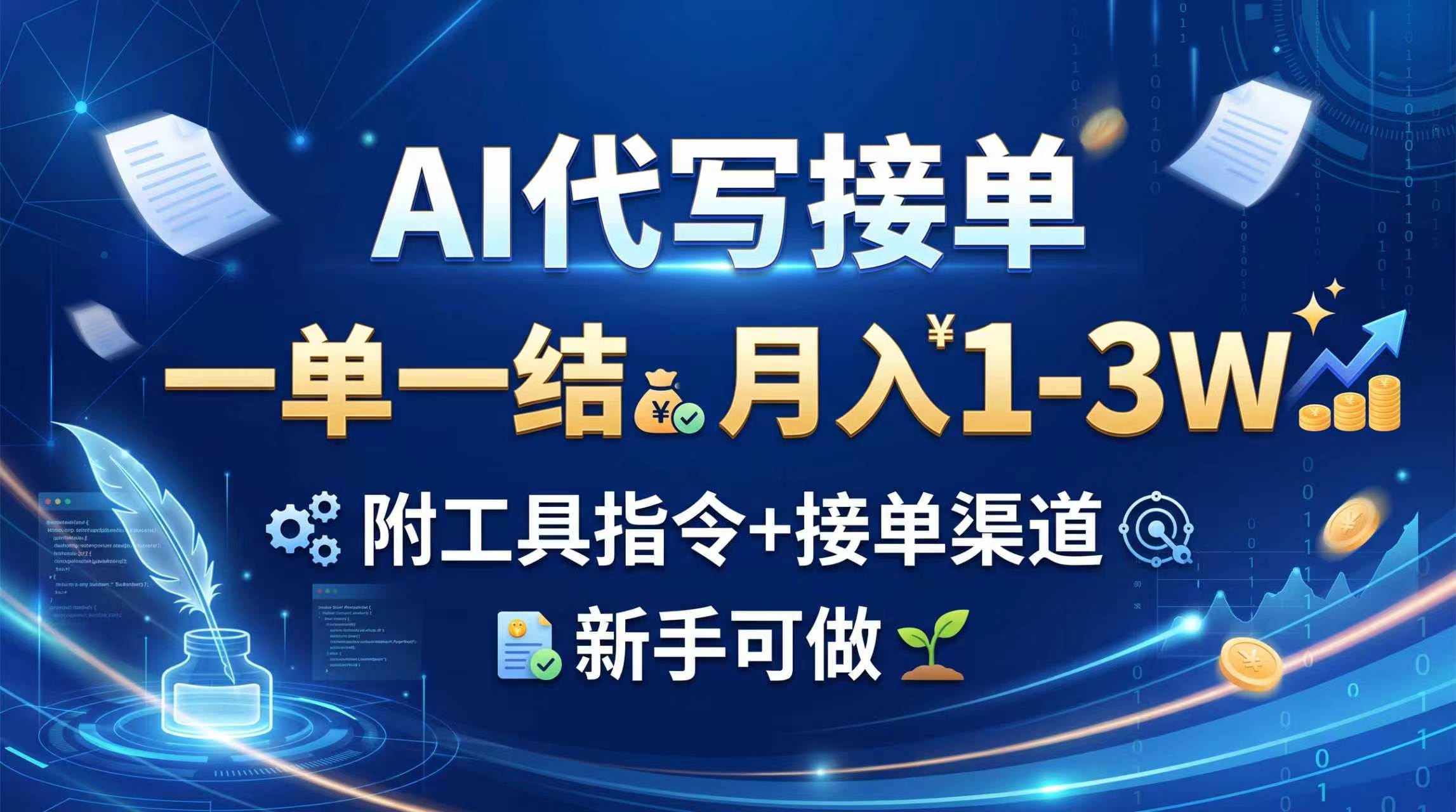 （20343期）AI代写接单，一单一结，月入1-3W，附工具指令+接单渠道，新手可做-洛柒笔记