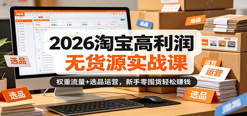2026淘宝高利润无货源实战课：权重流量+选品运营，新手零囤货轻松赚钱-洛柒笔记