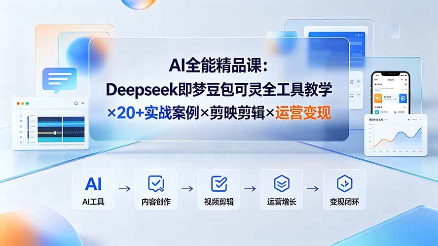 （19278期）AI全能精品课：Deepseek即梦豆包可灵全工具教学×20+实战案例×剪映剪辑×运营变现-洛柒笔记