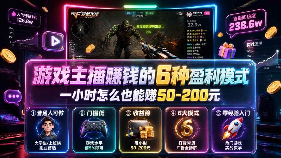 （19627期）付费文章：游戏主播赚钱的6种盈利模式，一小时怎么也能赚50-200元-洛柒笔记