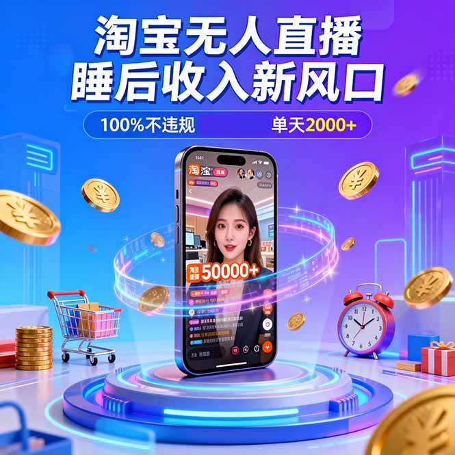 （16822期）淘宝无人直播，不违规不封号，直播100小时卖了5万，年底旺季！-洛柒笔记