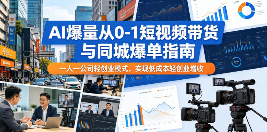 AI爆量从0-1短视频带货与同城爆单指南，一人一公司轻创业模式，实现低成本轻创业增收-洛柒笔记