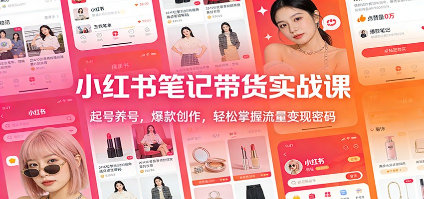 小红书笔记带货实战课：起号养号，爆款创作，轻松掌握流量变现密码-洛柒笔记