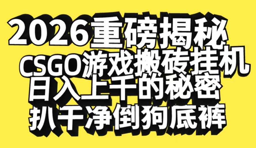2026开年重磅解密，CSGO游戏搬砖挂机日入上千的秘密，把倒狗的底裤扒干-洛柒笔记