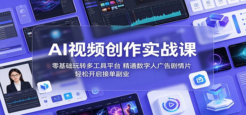 AI视频创作实战课：零基础玩转多工具平台，精通数字人广告、剧情片，轻松开启接单副业-洛柒笔记