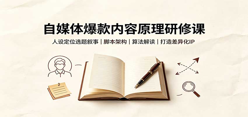 自媒体爆款内容原理研修课：人设定位选题叙事，脚本架构，算法解读打造差异化IP-洛柒笔记