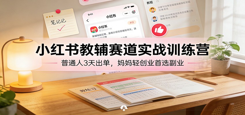 小红书教辅赛道实战训练营：普通人3天出单，妈妈轻创业首选副业-洛柒笔记