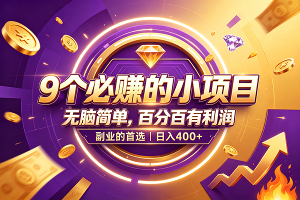 （19617期）9个必赚的小项目，无脑简单，百分百有利润，副业的首选，日入500+-洛柒笔记