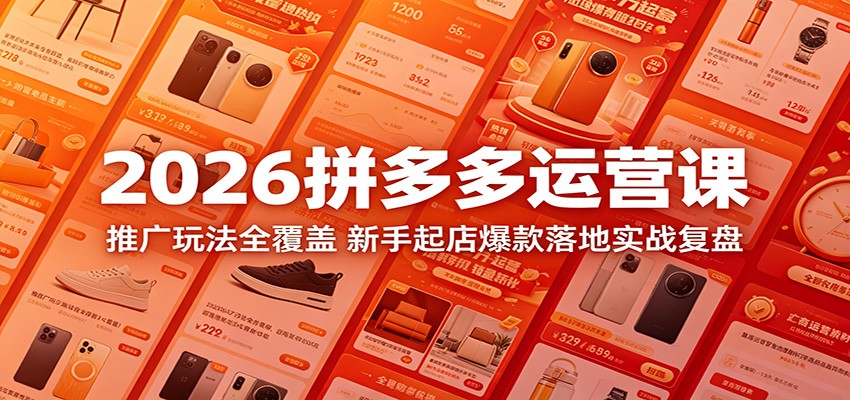 2026拼多多运营课：推广玩法全覆盖，新手起店爆款落地实战复盘-洛柒笔记