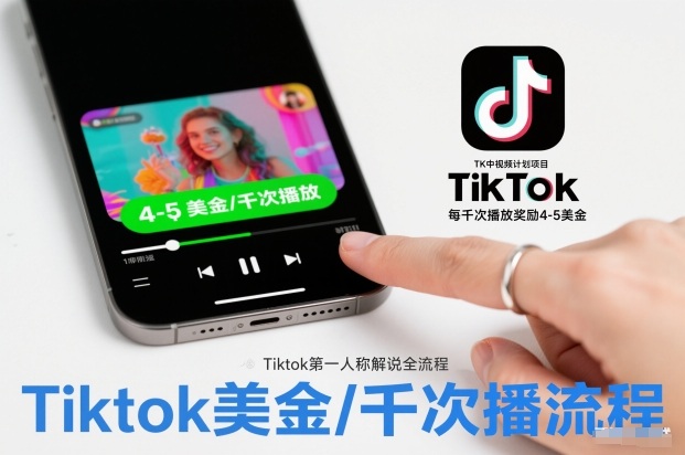 TK中视频计划项目，Tiktok第一人称解说流程，每干次播放奖励4-5美金-洛柒笔记