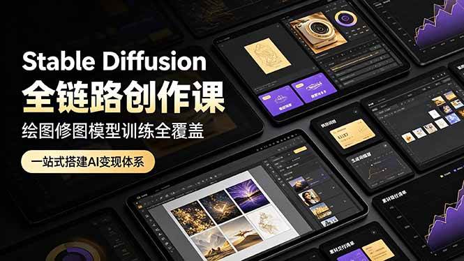 （19154期）Stable Diffusion全链路创作课，绘图修图模型训练全覆盖，一站式搭建AI变现体系-洛柒笔记