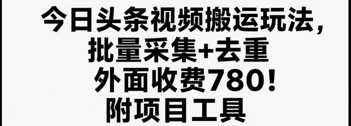 今日头条视频搬运玩法，软件一键去重，轻松日入500+附项目工具-洛柒笔记