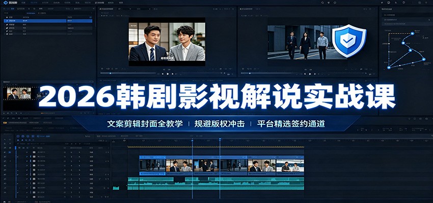 2026韩剧影视解说实战课：文案剪辑封面全教学，规避版权冲击平台精选签约通道-洛柒笔记