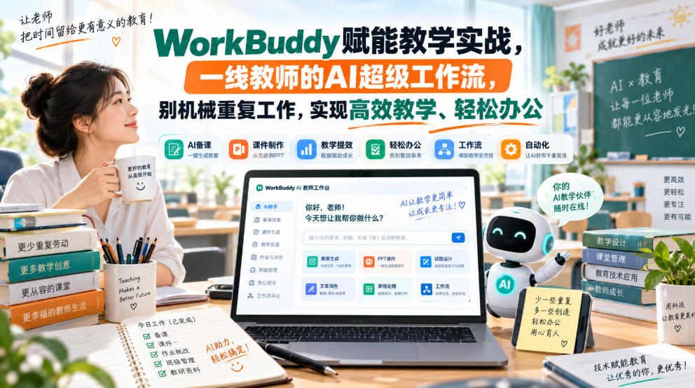 WorkBuddy赋能教学实战，一线教师的AI超级工作流，别机械重复工作，实现高效教学、轻松办公-洛柒笔记