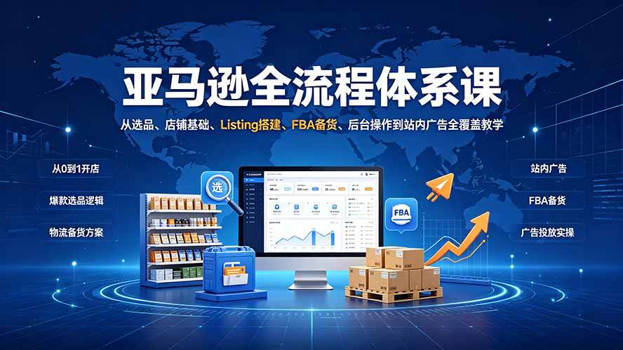（19409期）亚马逊全流程体系课：从选品、店铺基础、Listing搭建、FBA备货、后台操作到站内广告全覆盖教学-洛柒笔记