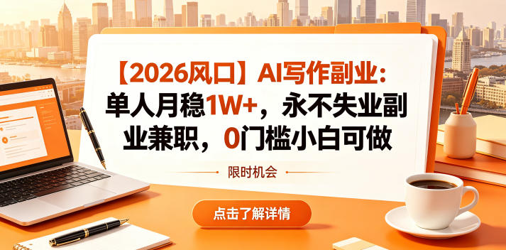 【2026风口】AI写作副业：单人月稳1W+，永不失业副业兼职，0门槛小白可做【揭秘】-洛柒笔记