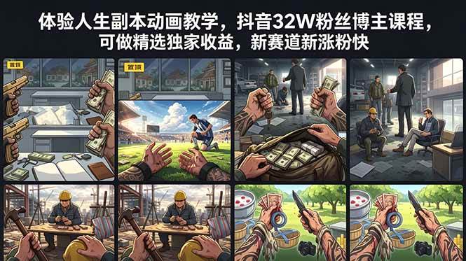 （18826期）体验人生副本动画教学， 抖音32W粉丝博主课程，可做精选独家收益，新赛道新涨粉快-洛柒笔记