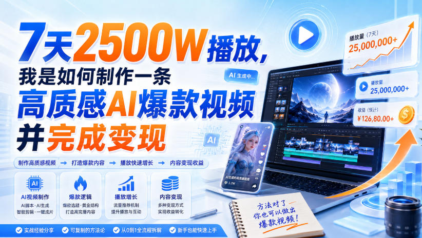7天2500W播放，我是如何制作一条高质感AI爆款视频并完成变现-洛柒笔记