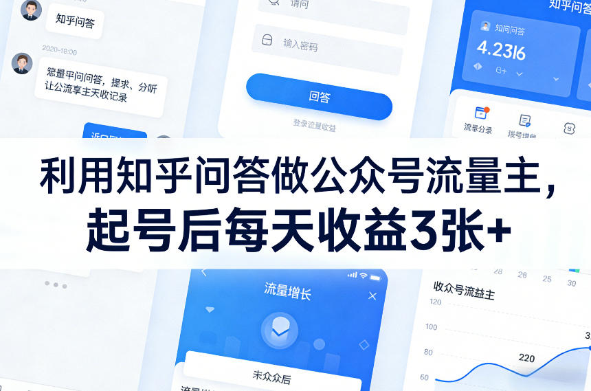 利用知乎问答做公众号流量主，起号后每天收益3张+-洛柒笔记