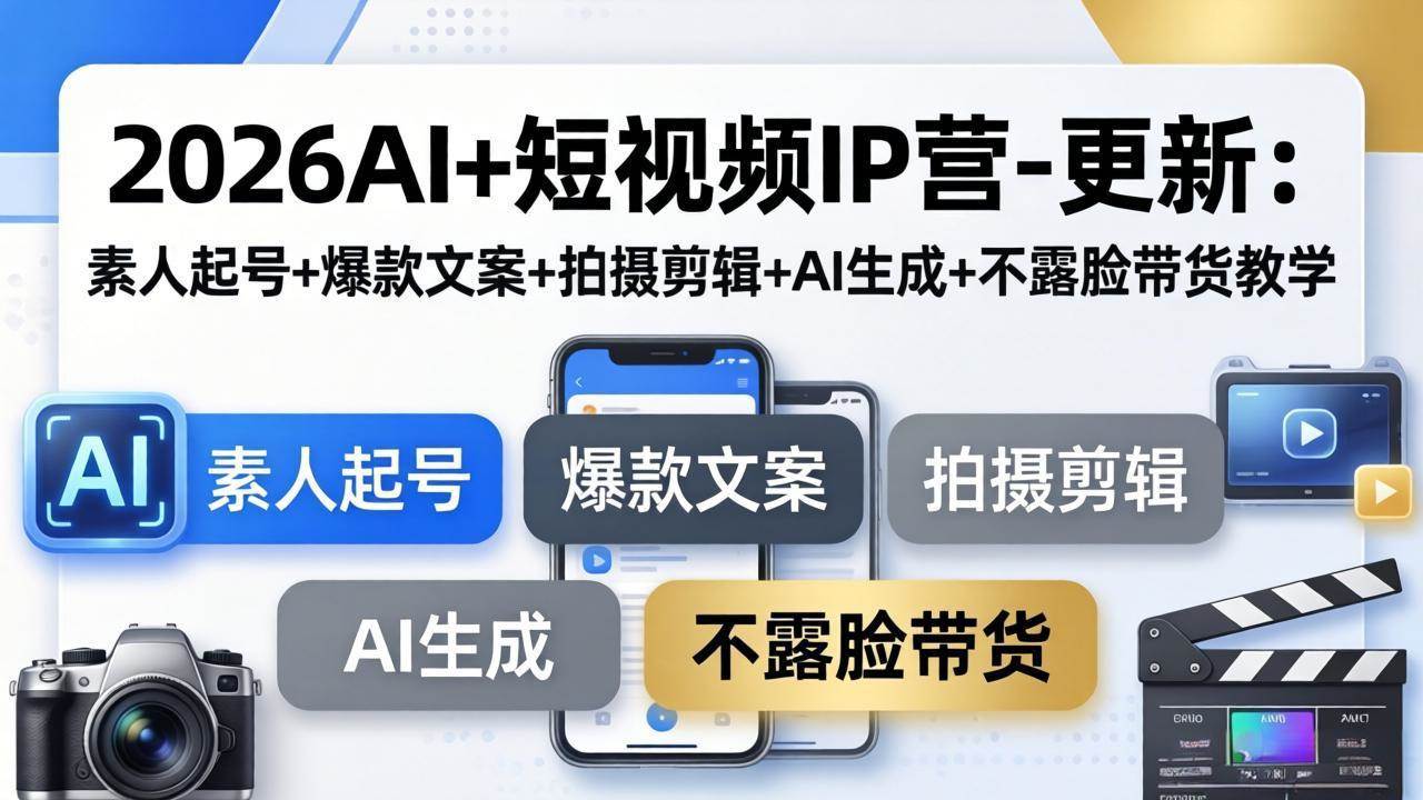（17932期）2026AI+短视频IP营-更新：素人起号+爆款文案+拍摄剪辑+AI生成+不露脸带货教学-洛柒笔记