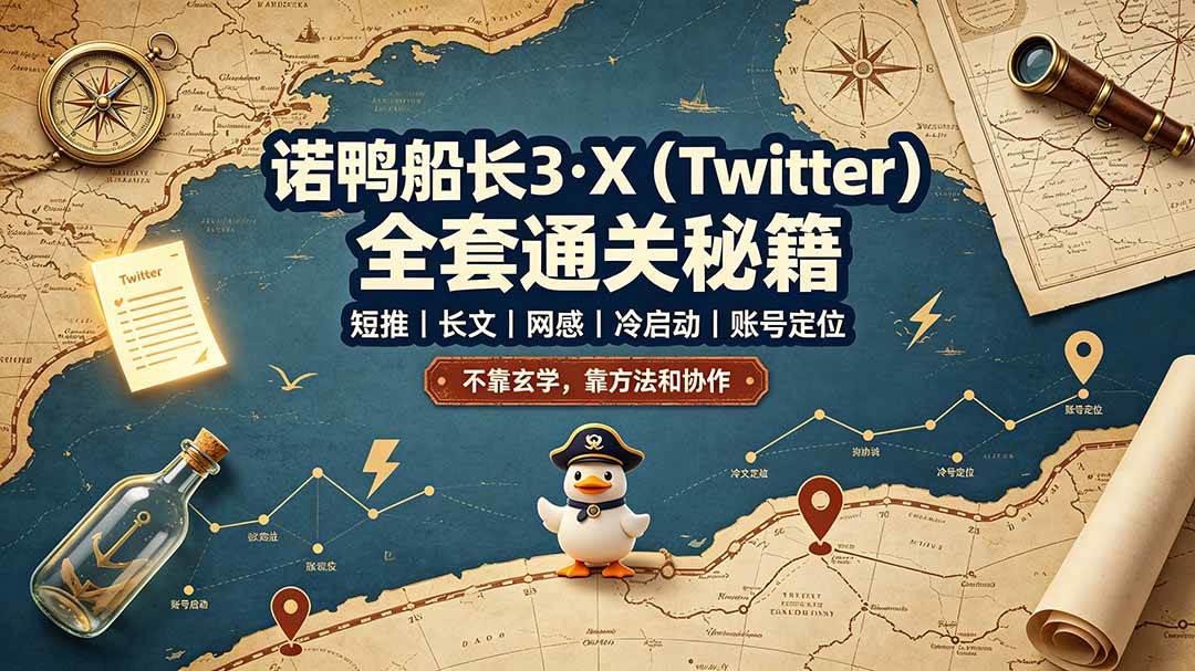 （19215期）诺鸭船长3·X（Twitter）全套通关秘籍，短推、长文、网感、冷启动、账号定位，不靠玄学，靠方法和协作-洛柒笔记