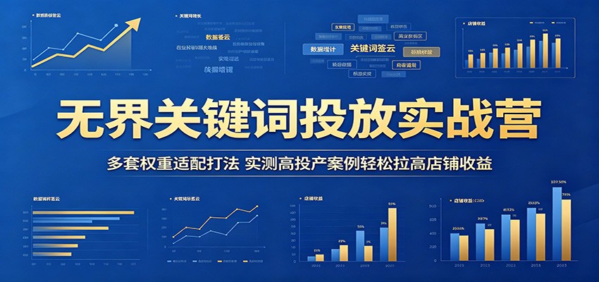 无界关键词投放实战营：多套权重适配打法，实测高投产案例轻松拉高店铺收益-洛柒笔记