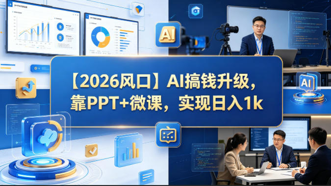 【2026风口】AI搞钱升级，靠PPT+微课，实现日入1k-洛柒笔记